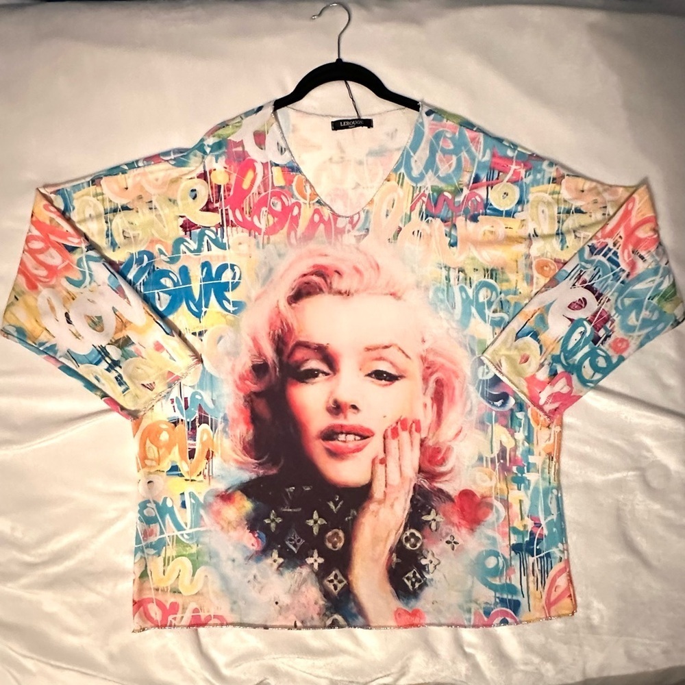 Lerouge Paris Oversized Love Graffiti Marilyn Monroe Tunic Shirt Top XL XXL